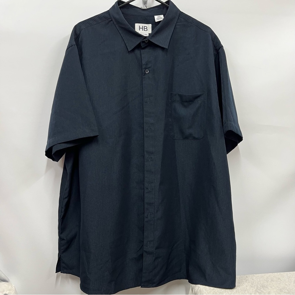 HB Fit by DXL Men's 2xl Short Sleeve Shirt buttons up casual shirt navy blue